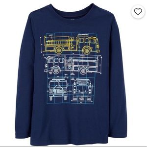 Long sleeve fire truck  T-shirt